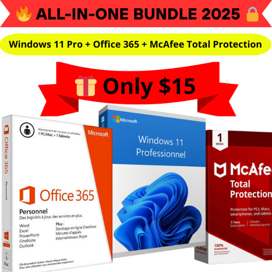 Windows 11 + Office 365 + McAfee – All-in-One Software Bundle